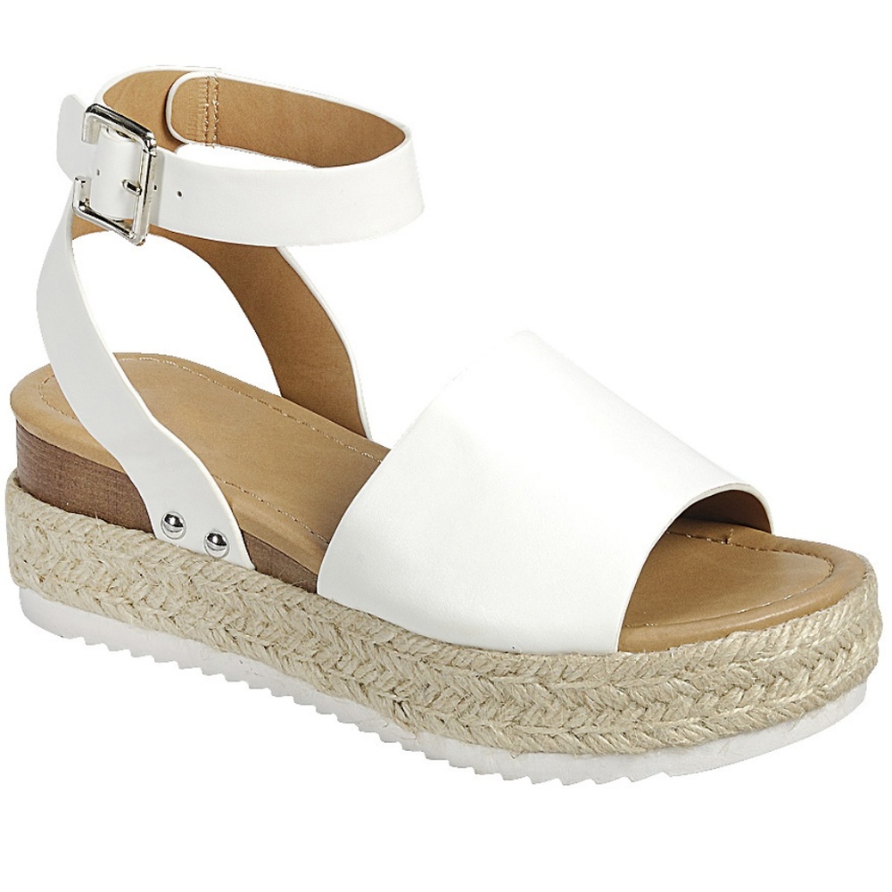 New White Flatform Espadrille Platform Sandals - Picture 2 of 5